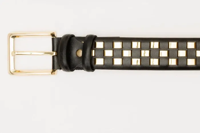 Vinci Leather Sneakers The Messina Black and Gold Woven Leather Belt 8211 Men