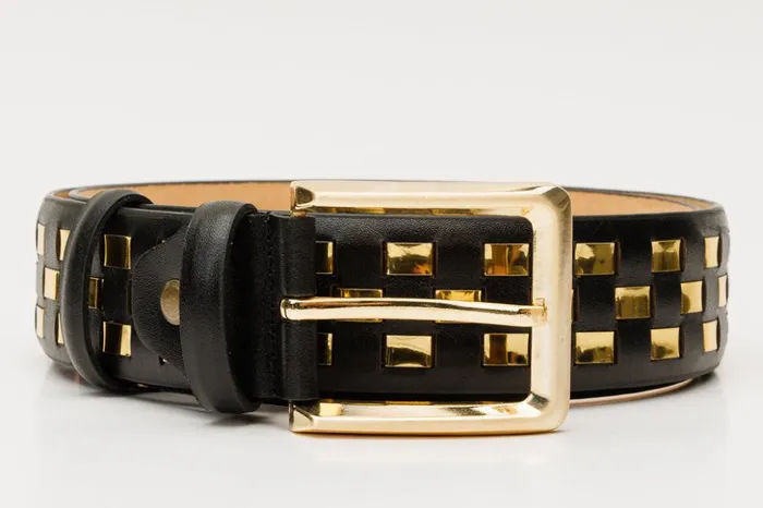 Vinci Leather Sneakers The Messina Black and Gold Woven Leather Belt 8211 Men