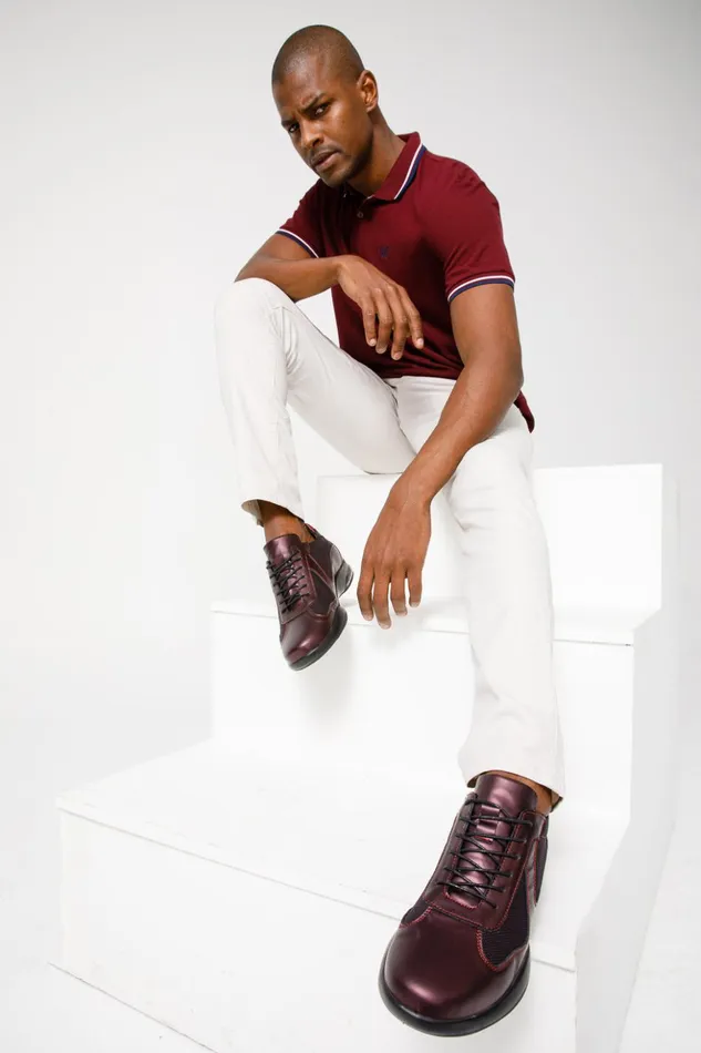 Vinci Leather Sneakers The Zona Burgundy Leather Sneaker 8211 Men