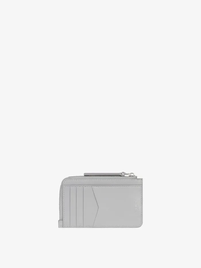 Voyou Zipped Card Holder In Leather Light Grey Women Givenchy Wallets and Card Holders