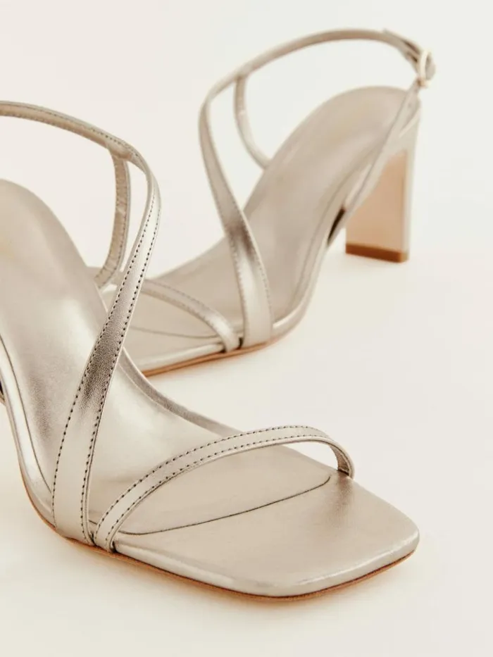 WeddingsShoes The Reformation Milo Heeled Sandal Golden Haze Leather