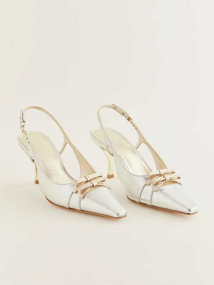 WeddingsShoes The Reformation Noreen Slingback Pump Gold Silver
