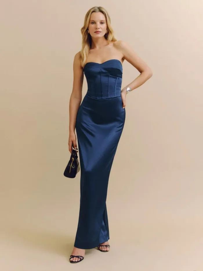 Weddings The Reformation Ariyah Satin Dress Danube