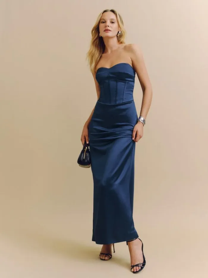 Weddings The Reformation Ariyah Satin Dress Danube