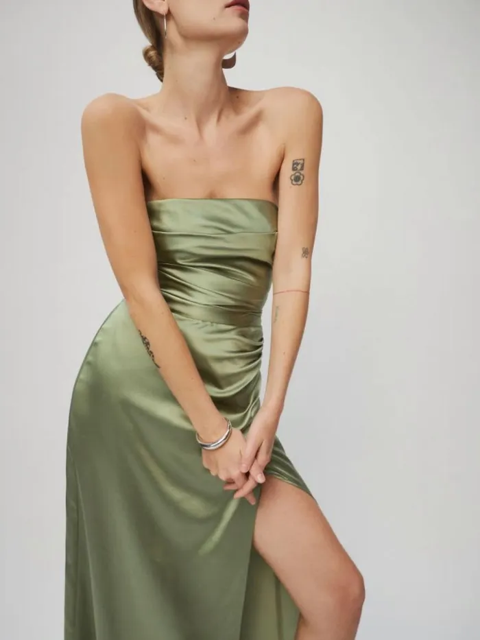 Weddings The Reformation Barrow Silk Dress Artichoke