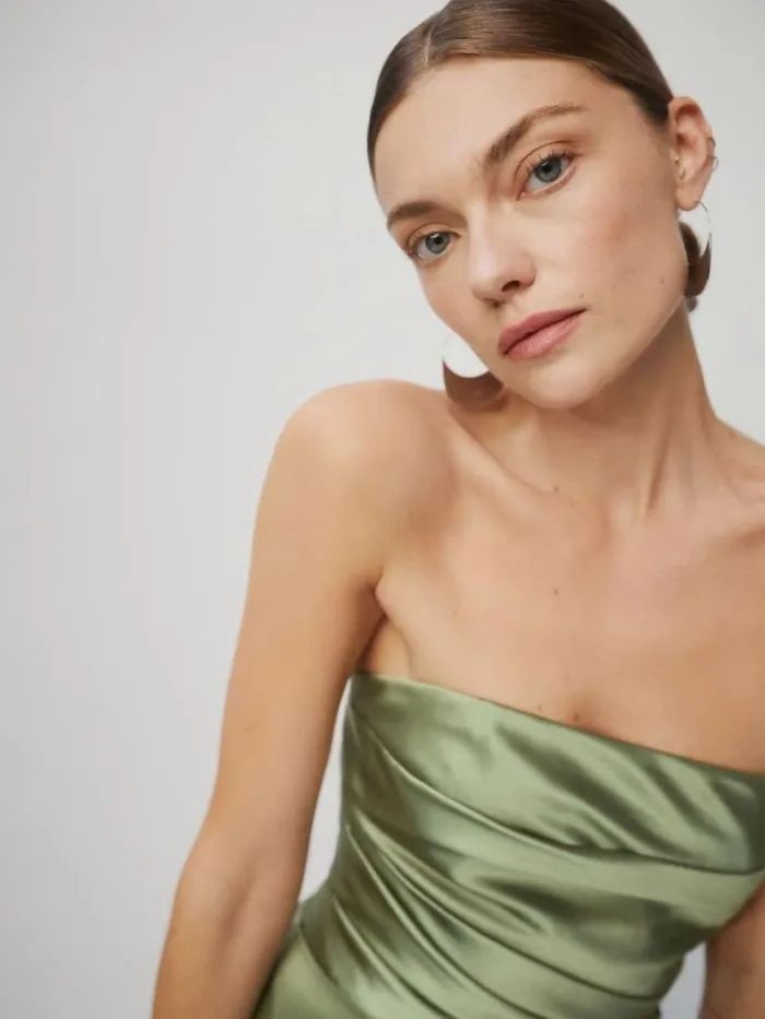 Weddings The Reformation Barrow Silk Dress Artichoke