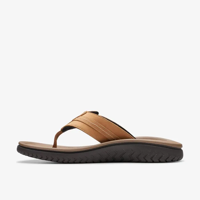 WESLEY SUN Tan Leather Men Clarks Sandals and Flip Flops