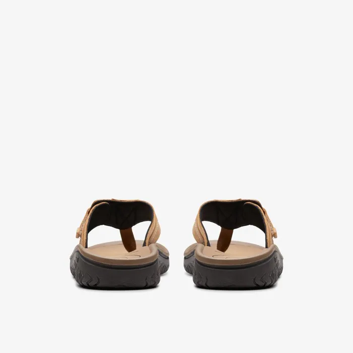 WESLEY SUN Tan Leather Men Clarks Sandals and Flip Flops
