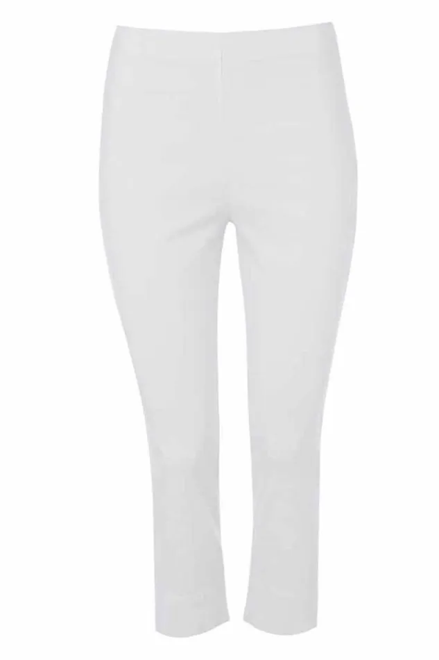 White Petite Elastic Waist Stretch Cropped Trouser Women Roman Coords