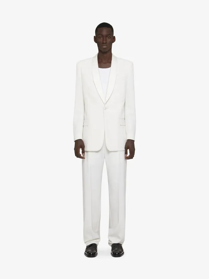 Wide Pants In Wool And Mohair With Piping Detail White Men Givenchy Pants and Shorts