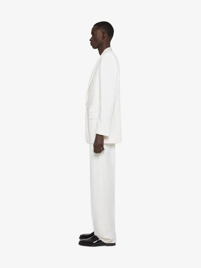 Wide Pants In Wool And Mohair With Piping Detail White Men Givenchy Pants and Shorts