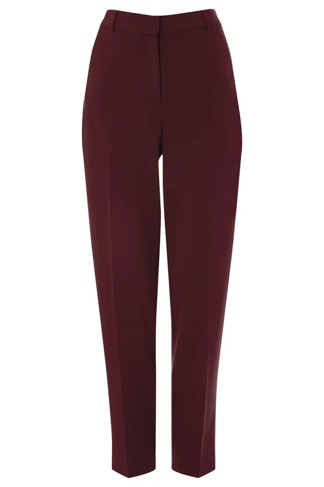 Wine Straight Leg Stretch Trouser Women Roman Trousers
