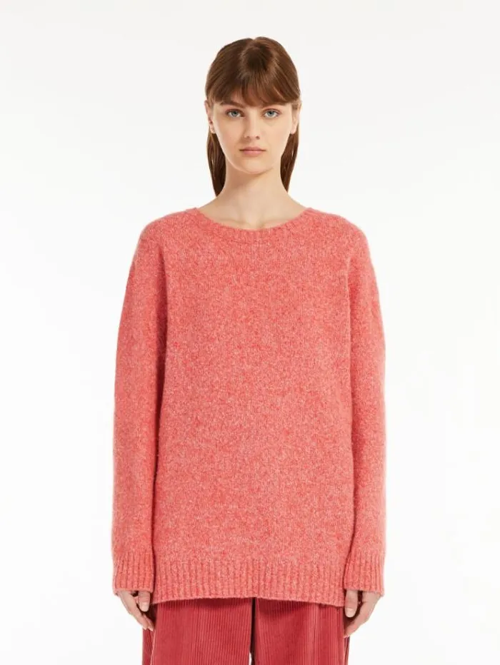 Woman Alpaca And Wool Yarn Sweater Pink Maxmara Knitwear And Sweatshirts