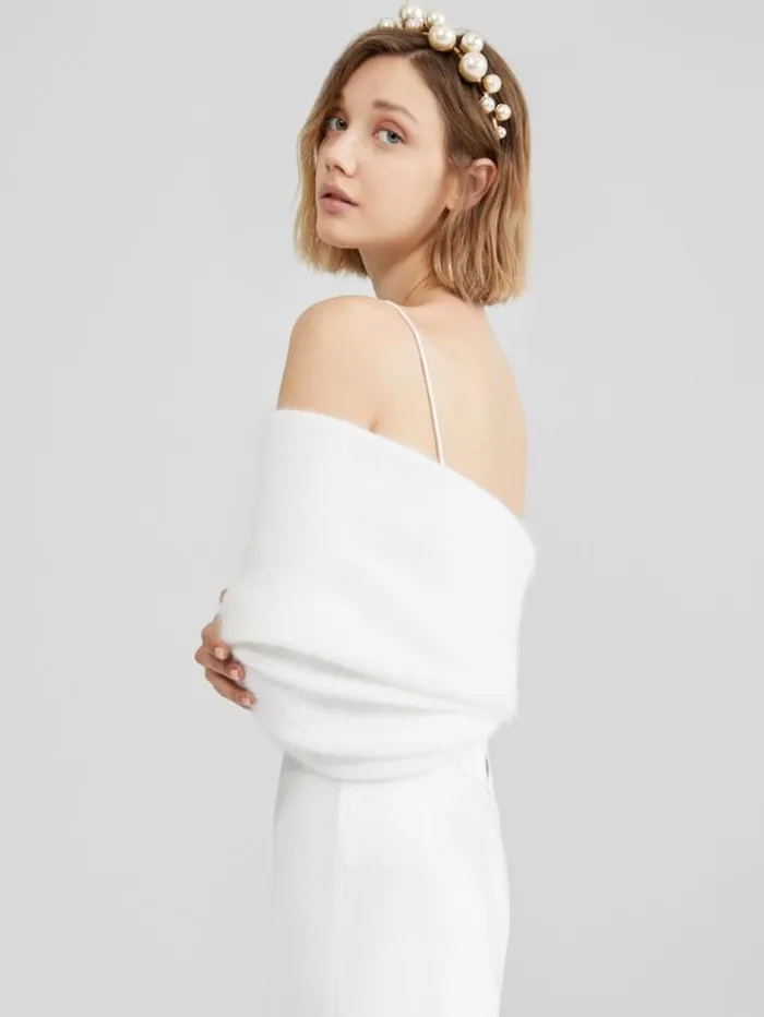 Woman Angora Stole White Maxmara Bridal Accessories Woman Angora Stole White Maxmara Bridal Accessories