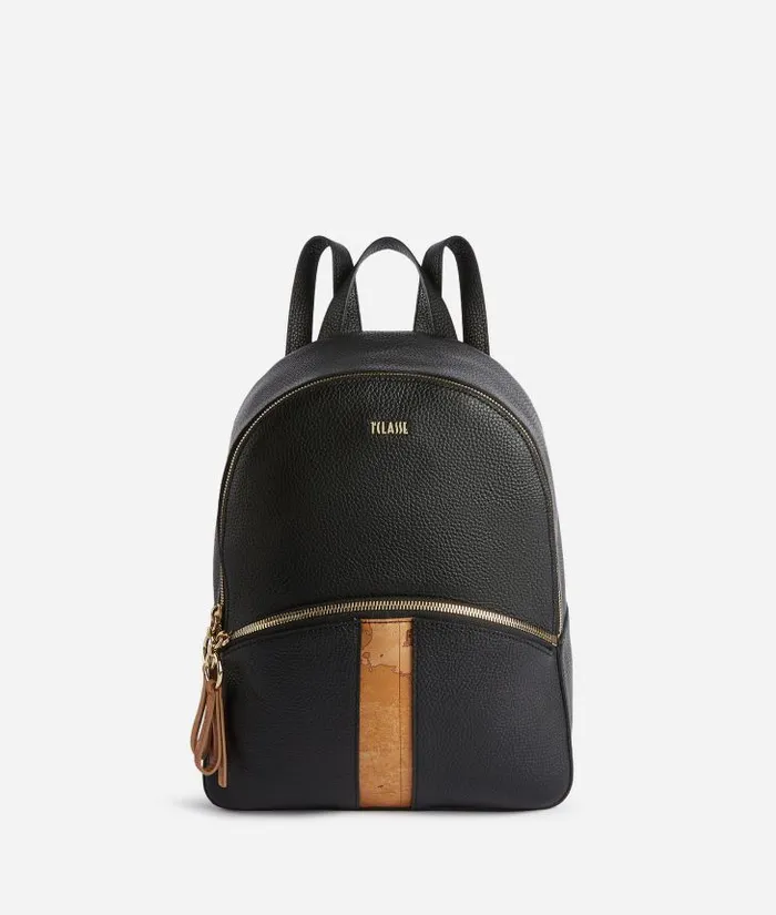 Woman Backpacks Bucket and Belt Bags Alviero Martini Universe Leather Backpack Black
