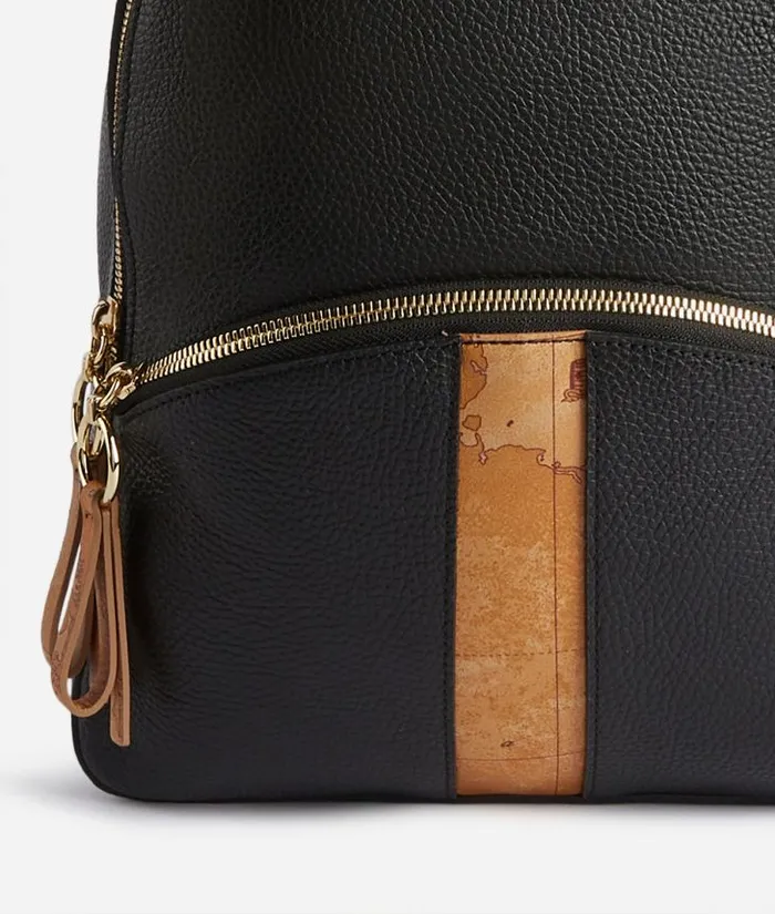 Woman Backpacks Bucket and Belt Bags Alviero Martini Universe Leather Backpack Black
