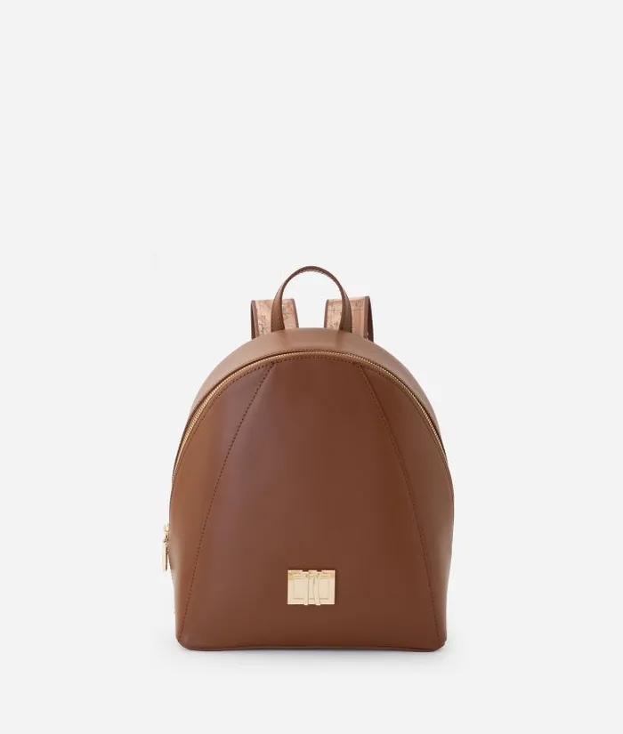Woman Backpacks Bucket and Belt Bags Alviero Martini Winter Spirit Smooth Leather Backpack Chestnut