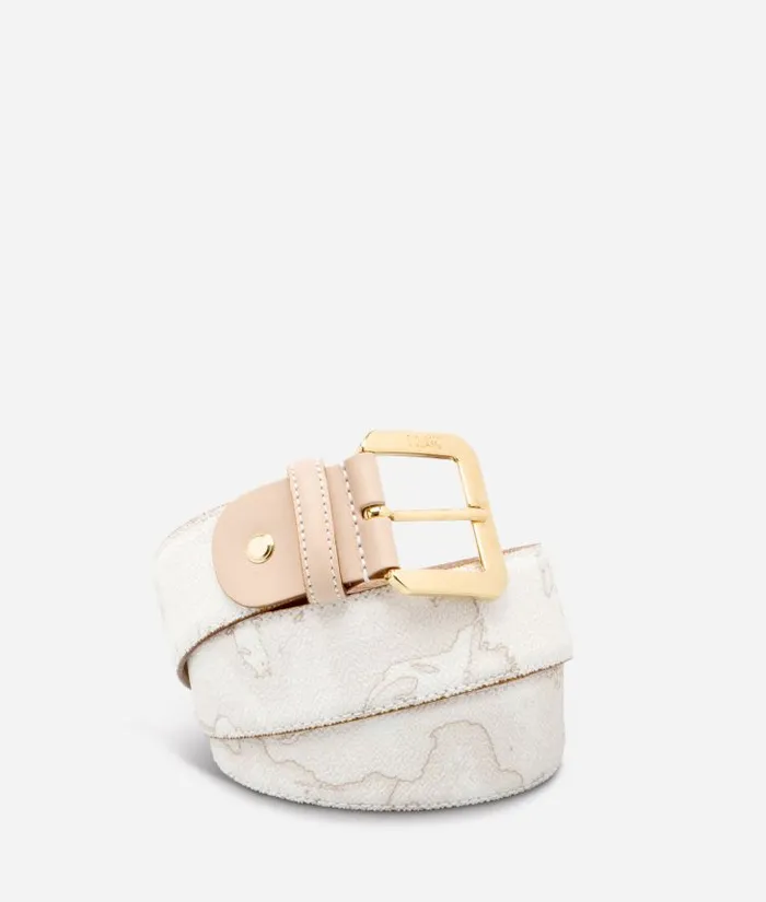 Woman Belts Alviero Martini Geo White Belt With Metal Buckle