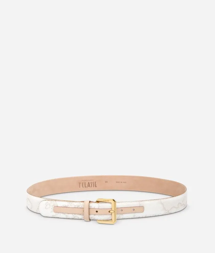 Woman Belts Alviero Martini Geo White Belt With Metal Buckle