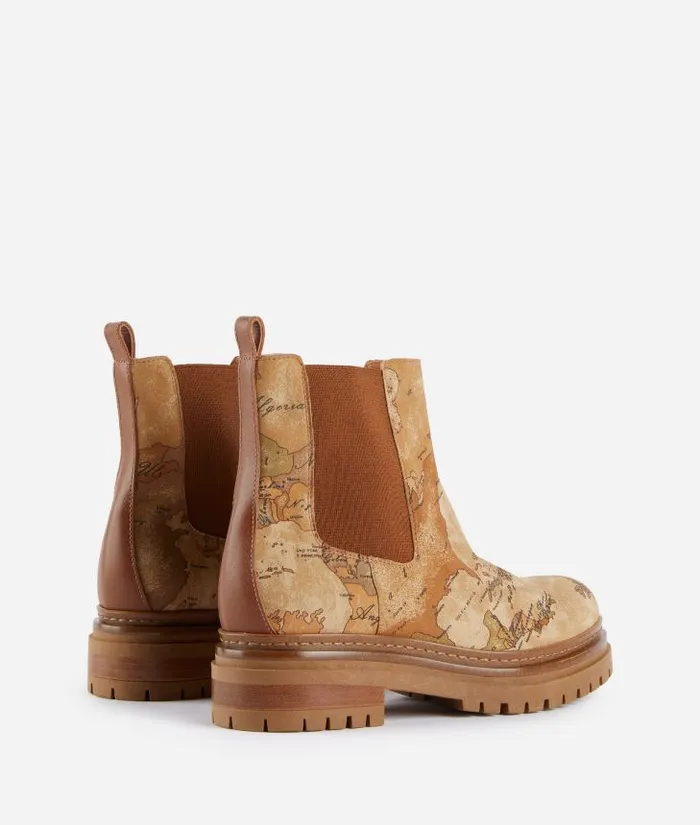 Woman Boots and Booties Alviero Martini Faux Nubuck Beatle Boots With Geo Classic Print