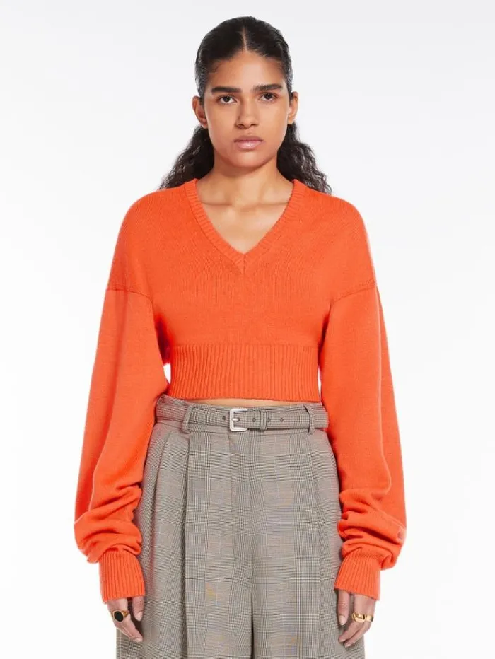 Woman Boxyfit Pure Wool Sweater Orange Maxmara Knitwear And Sweatshirts