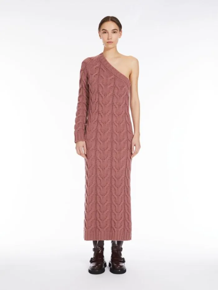 Woman Cable Knit Oneshoulder Dress Pink Maxmara Dresses