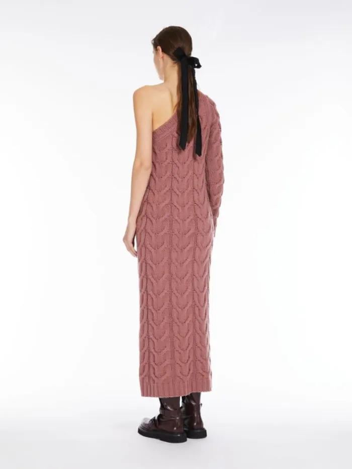 Woman Cable Knit Oneshoulder Dress Pink Maxmara Dresses Woman Cable Knit Oneshoulder Dress Pink Maxmara Dresses