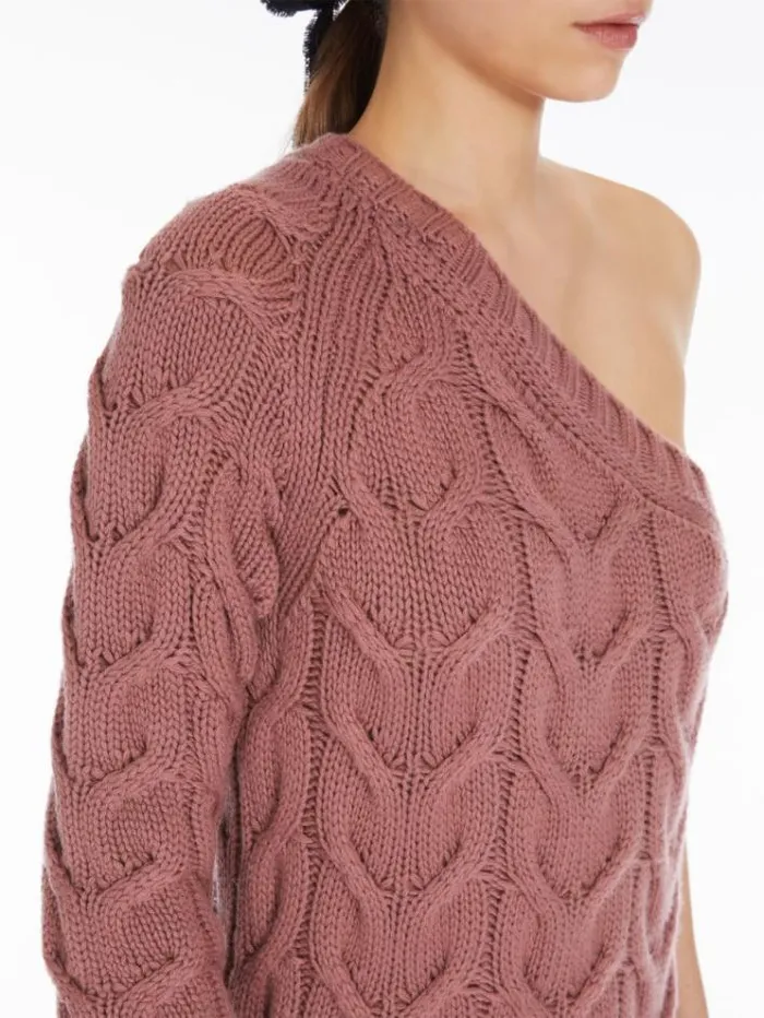 Woman Cable Knit Oneshoulder Dress Pink Maxmara Dresses Woman Cable Knit Oneshoulder Dress Pink Maxmara Dresses