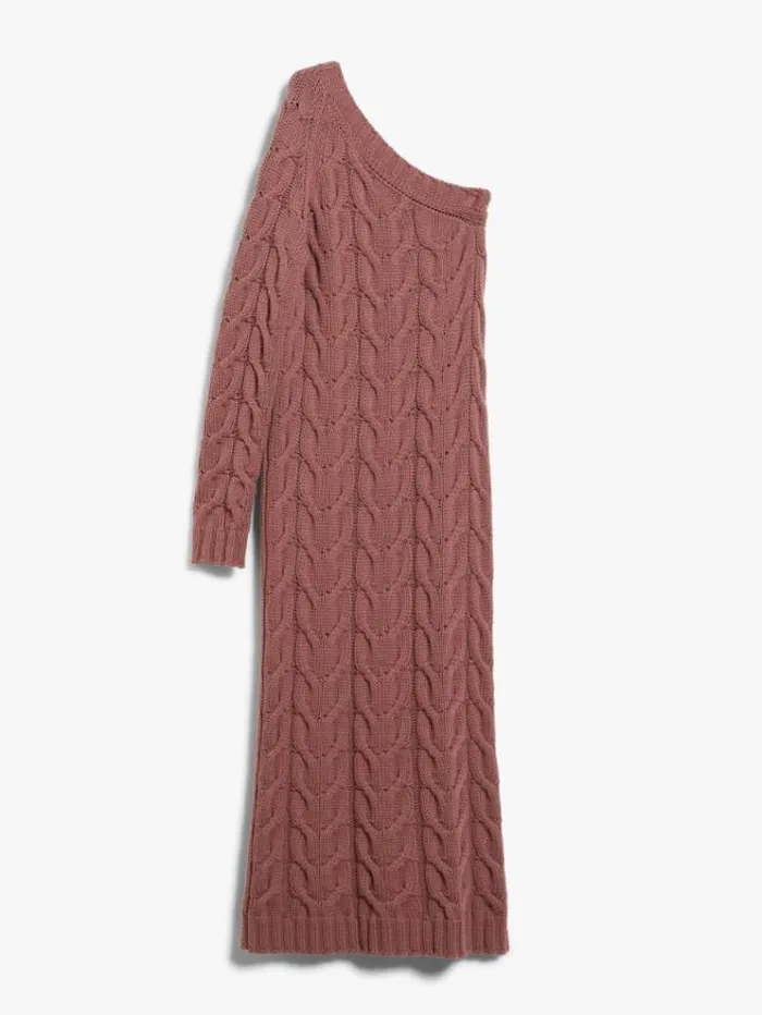 Woman Cable Knit Oneshoulder Dress Pink Maxmara Dresses Woman Cable Knit Oneshoulder Dress Pink Maxmara Dresses