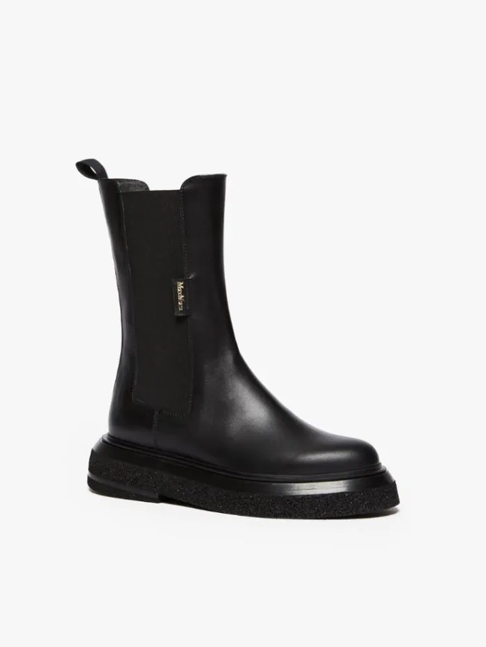 Woman Calfskin Chelsea Boots Black Maxmara Ankle Boots And Boots