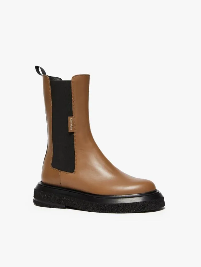 Woman Calfskin Chelsea Boots Tobacco Maxmara Ankle Boots And Boots