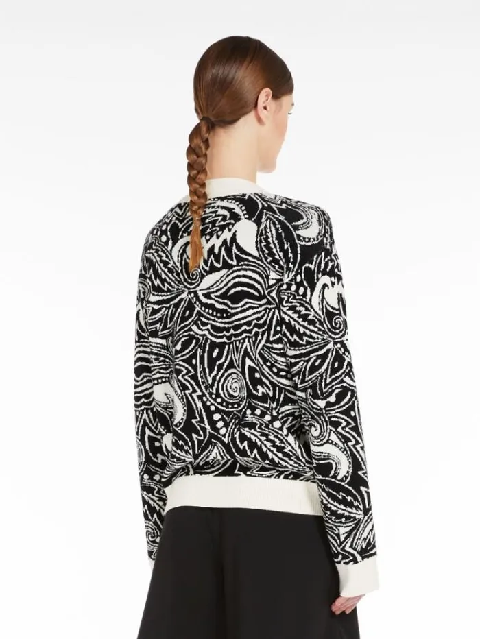 Woman Cardigan In Jacquard Viscose Ivory Maxmara Knitwear And Sweatshirts Woman Cardigan In Jacquard Viscose Ivory Maxmara Knitwear And Sweatshirts