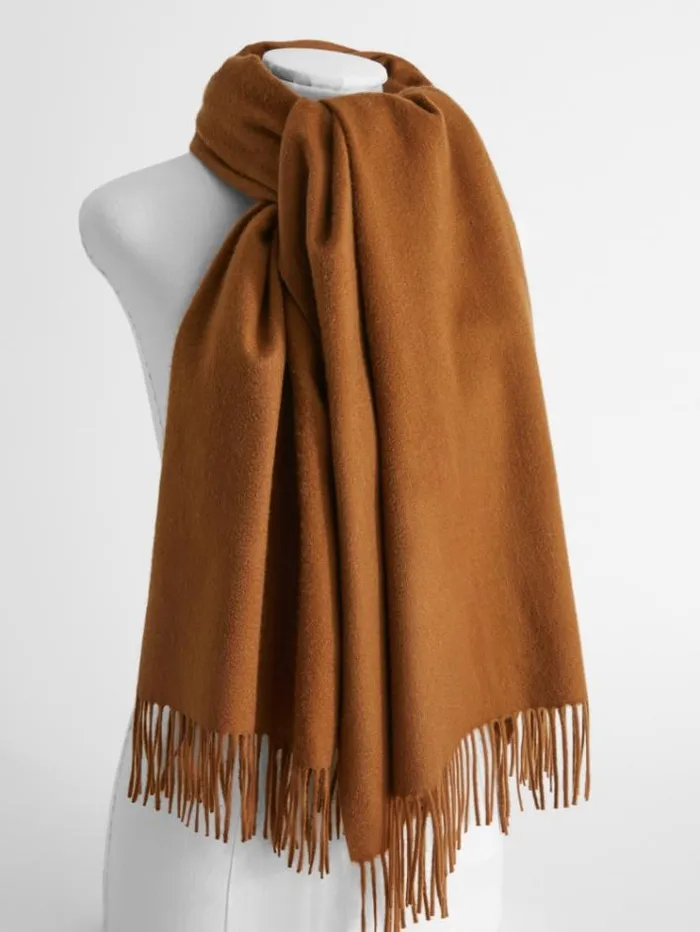 Woman Cashmere Stole With Embroidery Tobacco Maxmara Scarves And Foulards