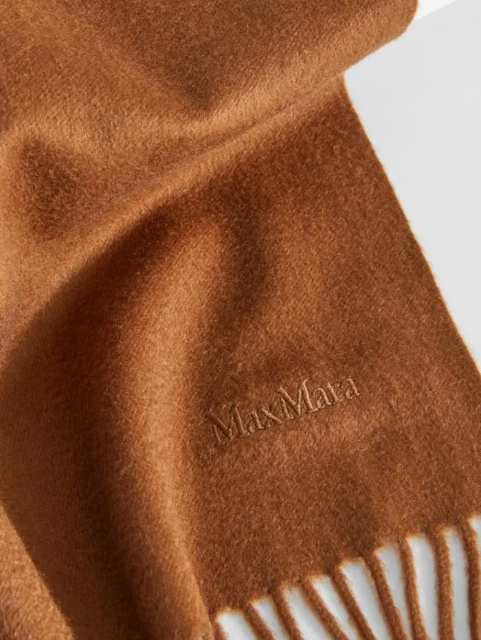 Woman Cashmere Stole With Embroidery Tobacco Maxmara Scarves And Foulards Woman Cashmere Stole With Embroidery Tobacco Maxmara Scarves And Foulards
