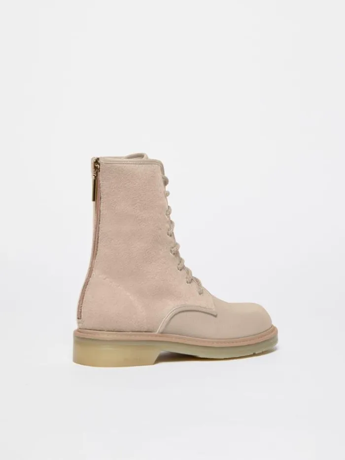 Woman Combat Boots In Deerskin And Cashmere Beige Maxmara Ankle Boots And Boots Woman Combat Boots In Deerskin And Cashmere Beige Maxmara Ankle Boots And Boots