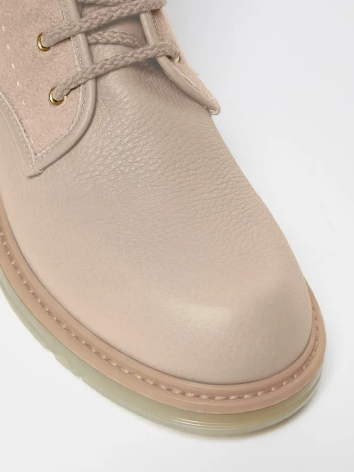Woman Combat Boots In Deerskin And Cashmere Beige Maxmara Ankle Boots And Boots Woman Combat Boots In Deerskin And Cashmere Beige Maxmara Ankle Boots And Boots