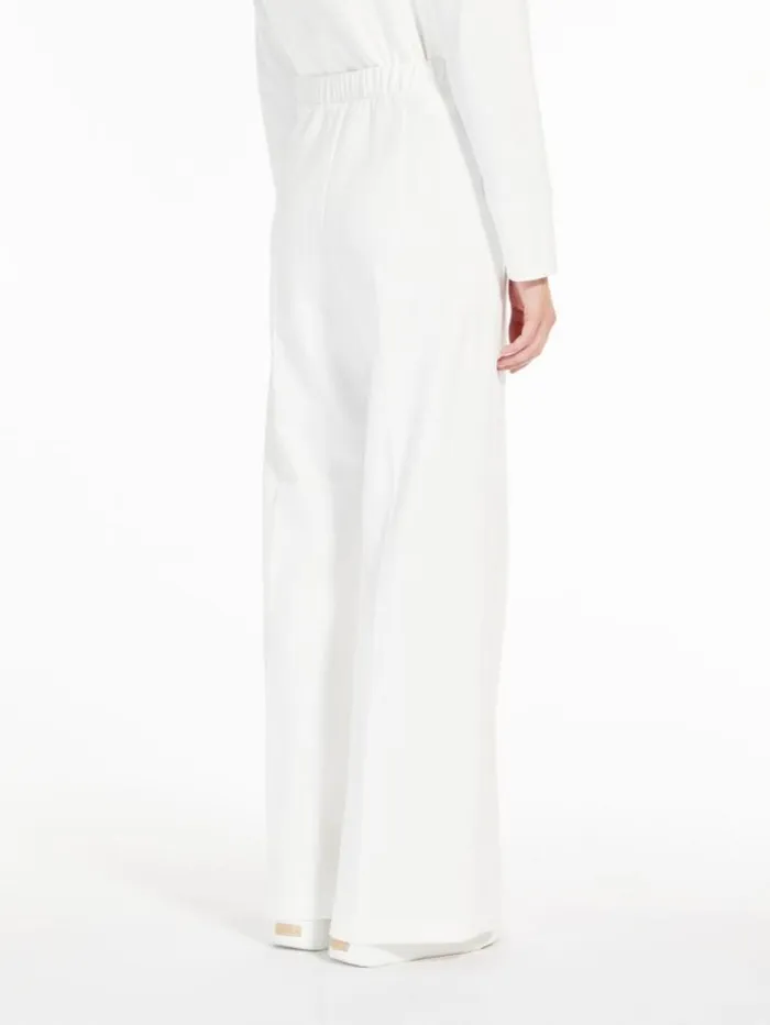 Woman Cotton Jersey Trousers White Maxmara Trousers Woman Cotton Jersey Trousers White Maxmara Trousers