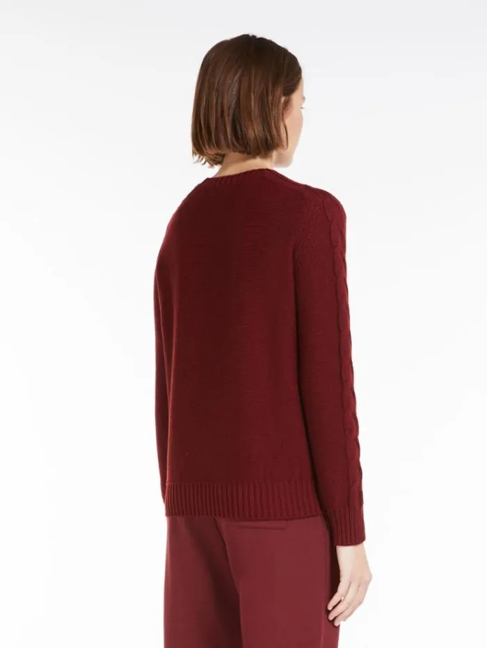 Woman Crewneck Cotton And Wool Knit Jumper Brick Red Maxmara Knitwear And Sweatshirts Woman Crewneck Cotton And Wool Knit Jumper Brick Red Maxmara Knitwear And Sweatshirts