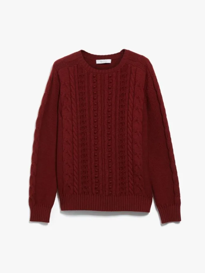 Woman Crewneck Cotton And Wool Knit Jumper Brick Red Maxmara Knitwear And Sweatshirts Woman Crewneck Cotton And Wool Knit Jumper Brick Red Maxmara Knitwear And Sweatshirts