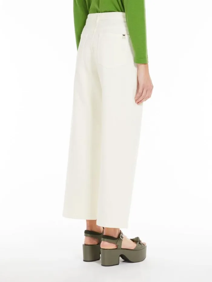 Woman Cropped Cotton Trousers Ivory Maxmara Trousers Woman Cropped Cotton Trousers Ivory Maxmara Trousers