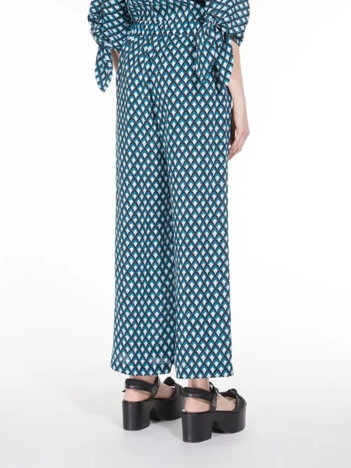 Woman Cropped Silk Trousers Oil Maxmara Trousers Woman Cropped Silk Trousers Oil Maxmara Trousers