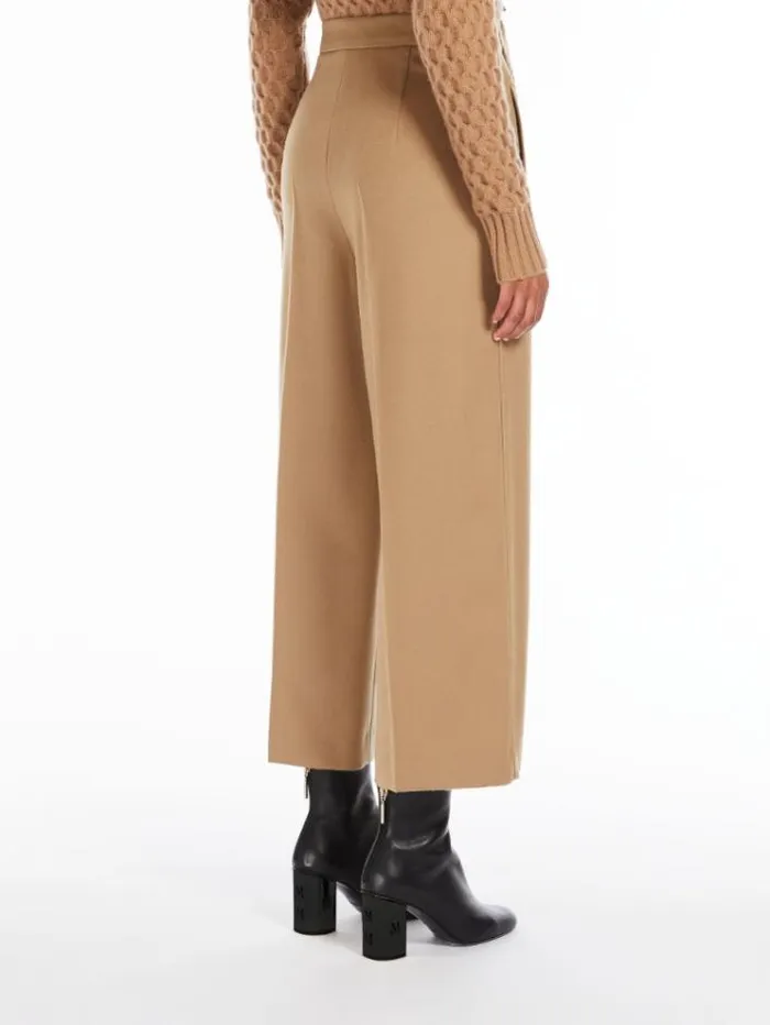Woman Cropped Wool Trousers Camel Maxmara Trousers Woman Cropped Wool Trousers Camel Maxmara Trousers