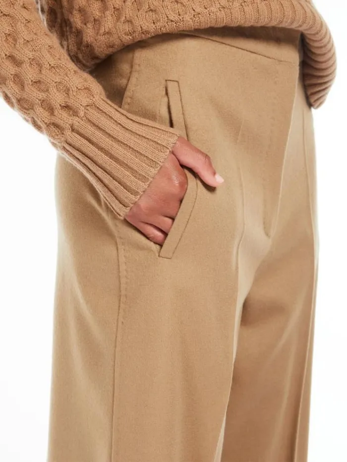 Woman Cropped Wool Trousers Camel Maxmara Trousers Woman Cropped Wool Trousers Camel Maxmara Trousers