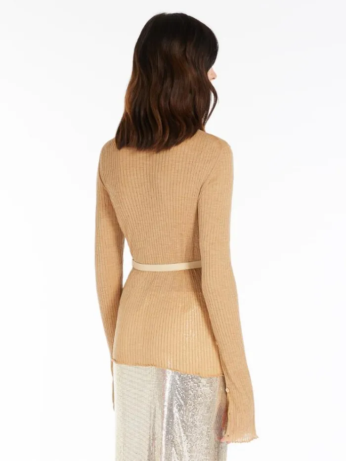 Woman Elasticated Beltembellished Snugfit Sweater Beige Maxmara Knitwear And Sweatshirts Woman Elasticated Beltembellished Snugfit Sweater Beige Maxmara Knitwear And Sweatshirts