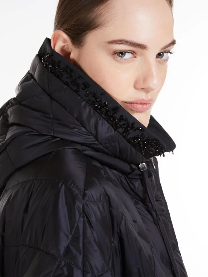 Woman Embroidered Hood Trim Black Maxmara The Cube Accessories Woman Embroidered Hood Trim Black Maxmara The Cube Accessories