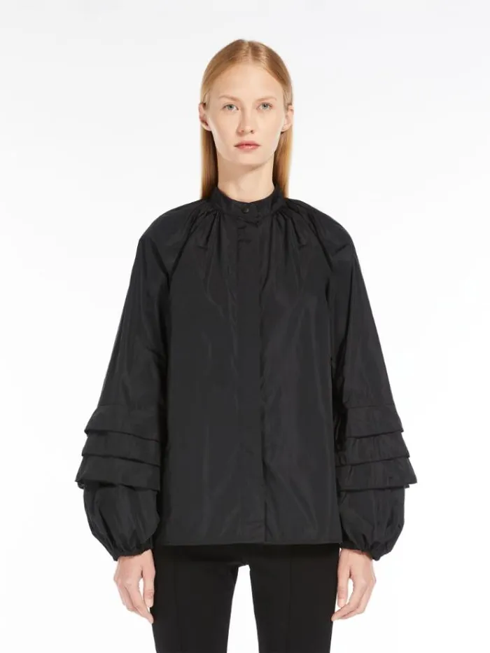 Woman Feminine Shirt In Silk Taffeta Black Maxmara Shirts And Tops