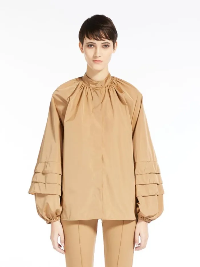 Woman Feminine Shirt In Silk Taffeta Camel Maxmara Shirts And Tops