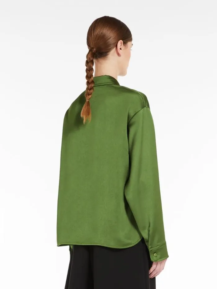 Woman Flowing Satin Jacket Green Maxmara Shirts And Tops Woman Flowing Satin Jacket Green Maxmara Shirts And Tops