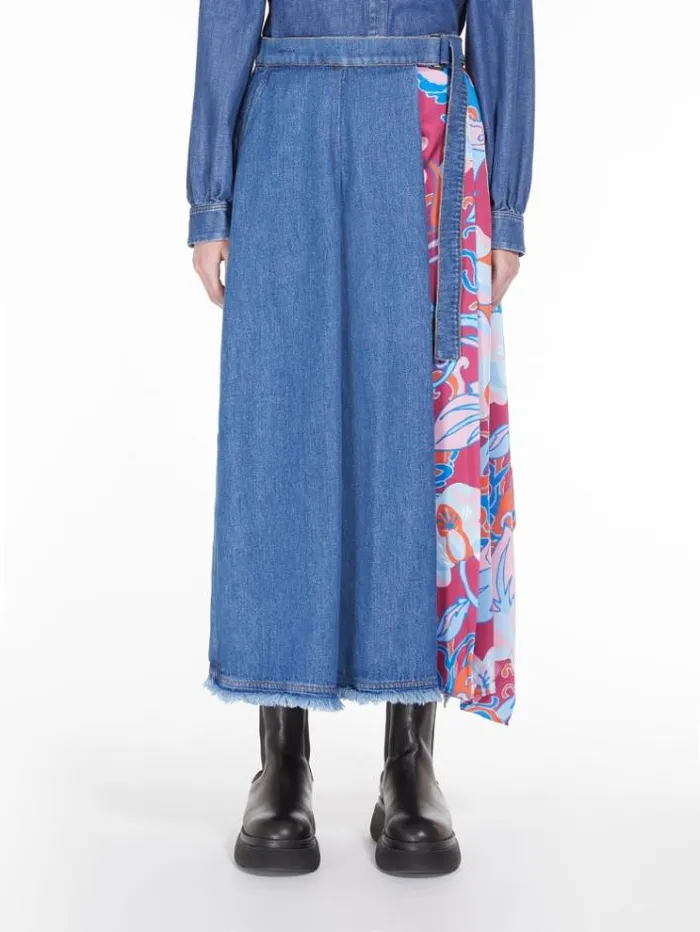 Woman Full Skirt In Denim Navy Maxmara Skirts