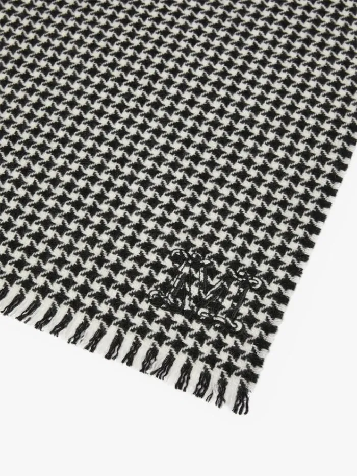 Woman Houndstooth Cashmere Scarf Black Maxmara Scarves And Foulards